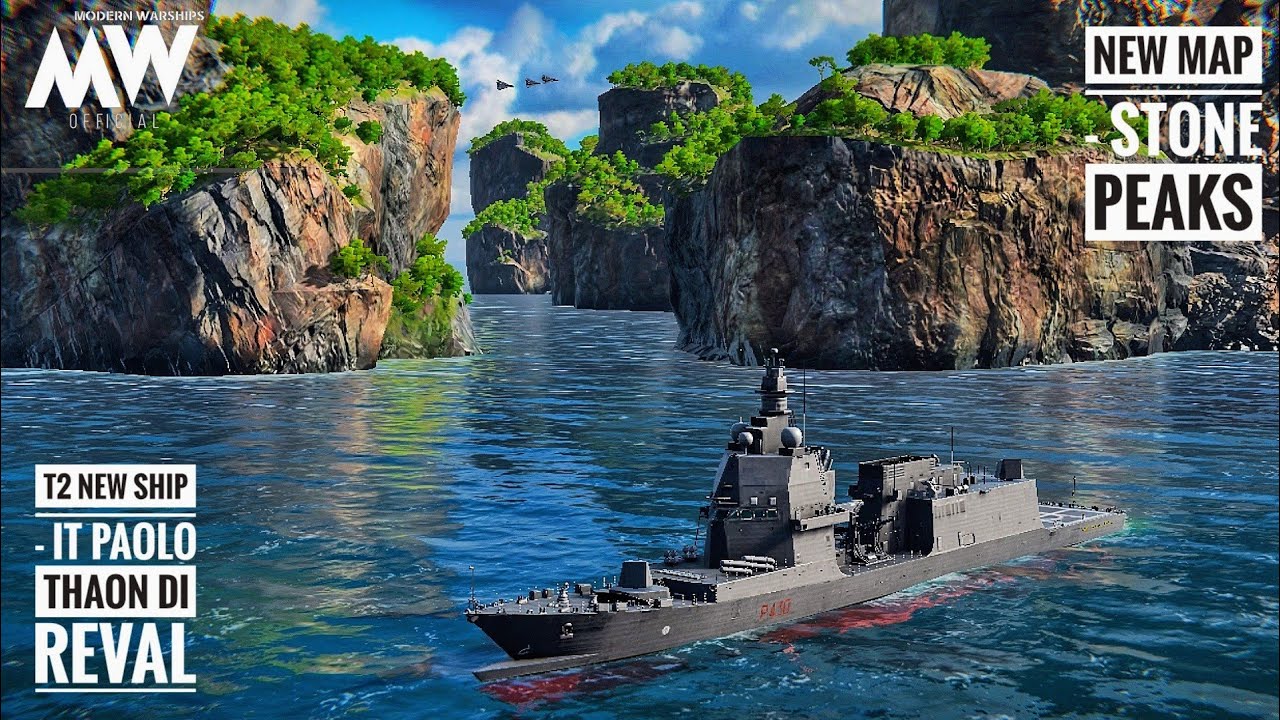 Modern Warships-T2 New Ship-IT PAOLO THAON DI REVAL & New Map-STONE PEAKS first impression gameplay