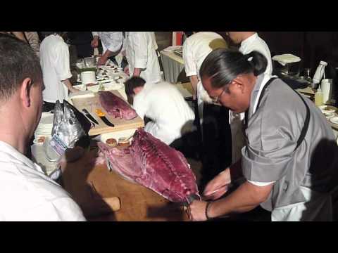 Chef Morimoto Butchering a 200 Pound Maguro