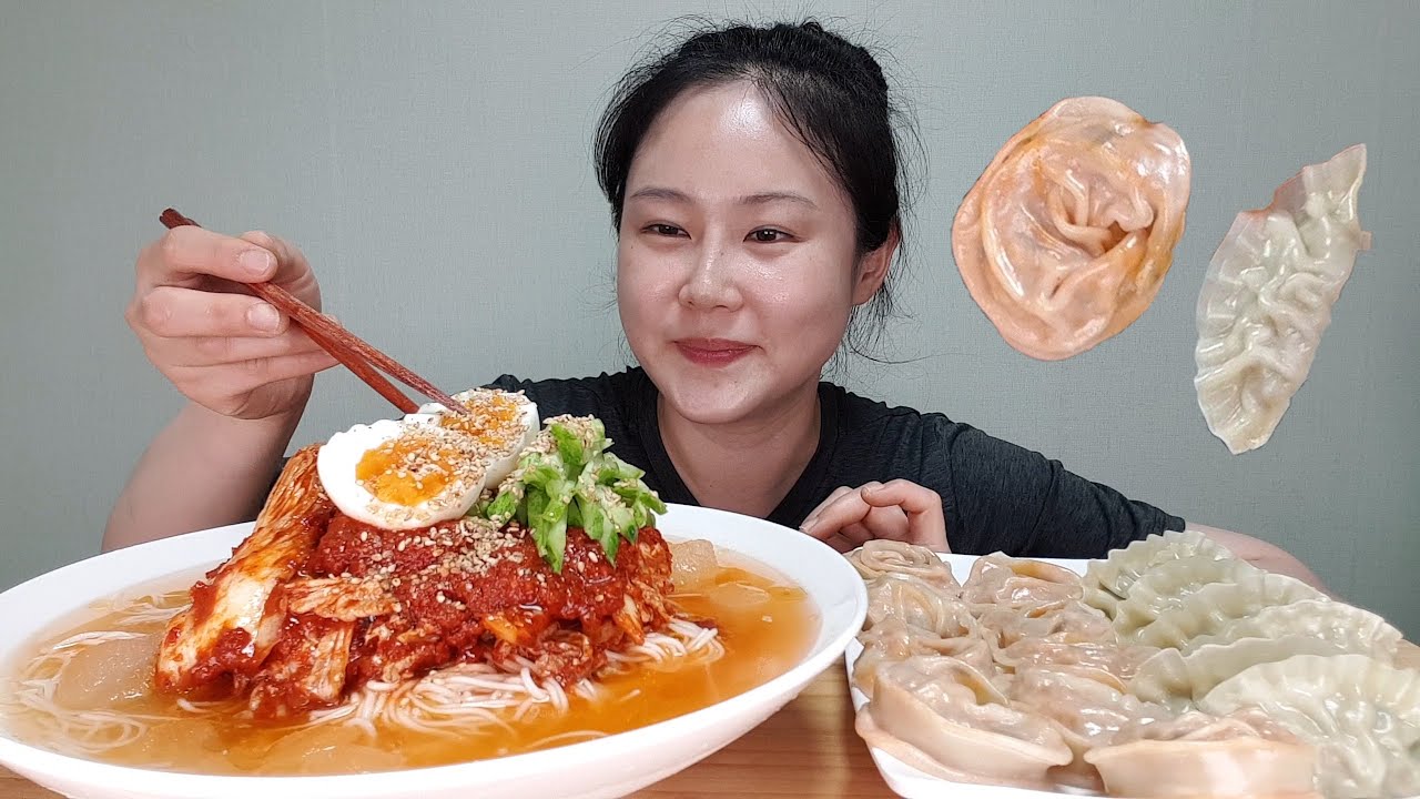 요리먹방:) 요즘 날씨에 찰떡!🤤 살얼음 동동 띄운 🔥실비김치 김치말이국수🔥 더미식 만두 먹방 spicy kimchi mukbang
