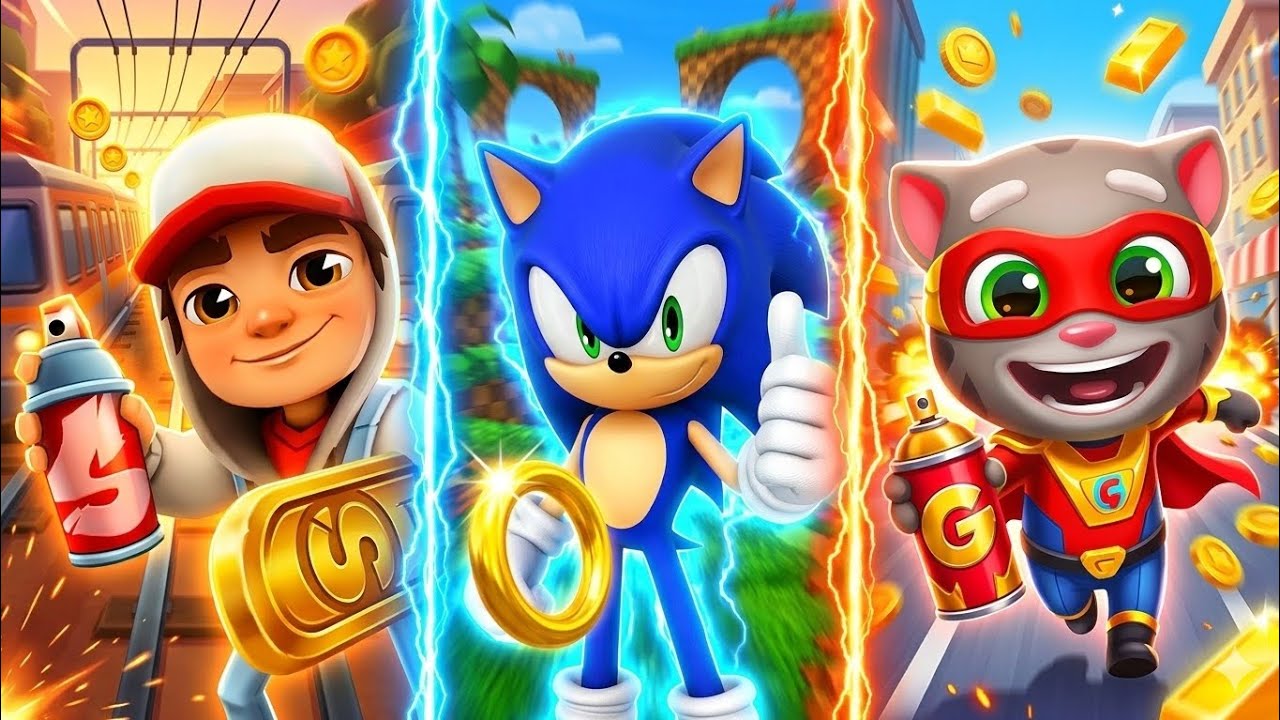 Subway Surfers vs Sonic Dash vs Talking Tom Gold Run 😱 Who Is The ...