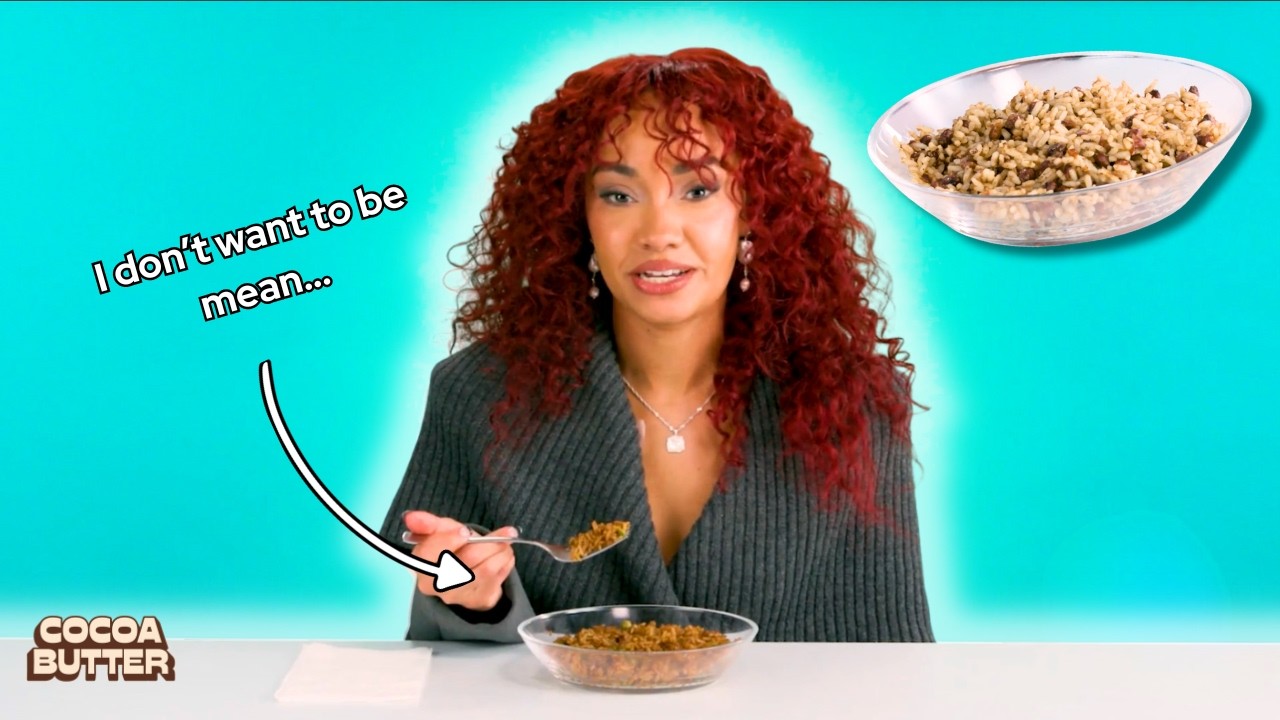 Чернокожие пробуют рис и горох друг у друга (при участии Ли Энн, версия с завязанными глазами)