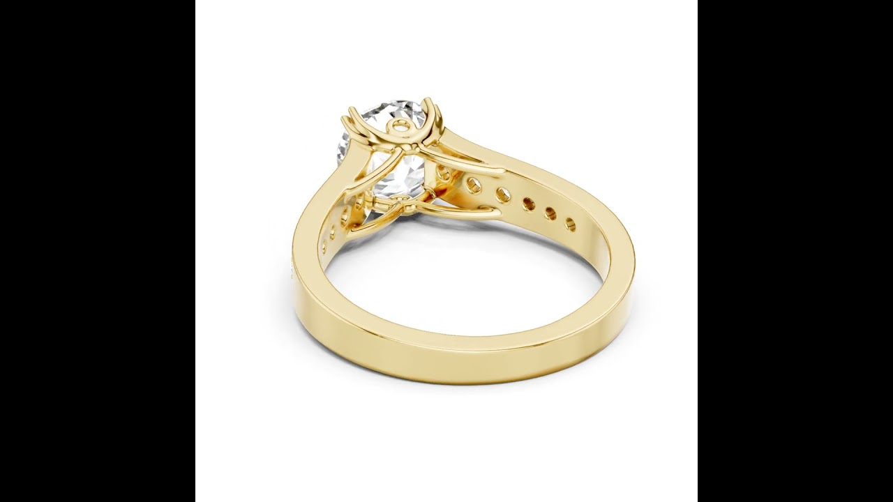 Round Cut Pave Tapered Shank Ring