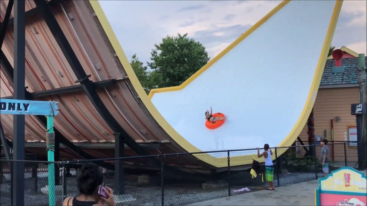 Six Flags America Hurricane Harbor Halfpipe Slide - YouTube