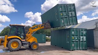 JCB 3cx, my first go at stacking shipping containers