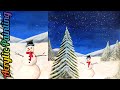 Easy Snowman Painting/Acrylic Winter Landscape with Snowman/Christmas Painting/Amrush Art Gallery