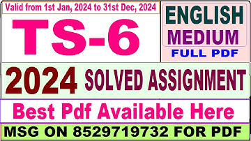 TS 6 solved assignment 2024 / TS 06 solved assignment 2023-24 in English / ignou ts 06