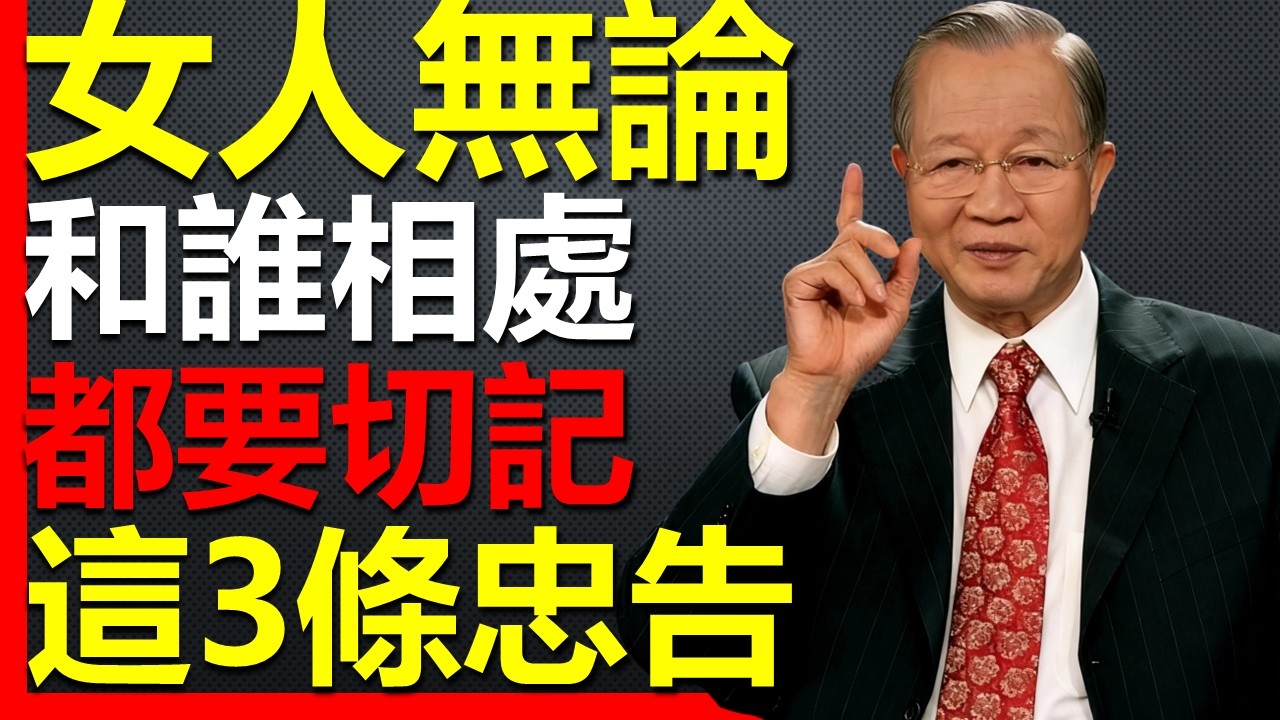 女人無論是和誰相處，這3條忠告一定要牢記！#國學智慧 #因果 #人生感悟 #易经 #國學 #禅意生活 #人生智慧 #曾仕強