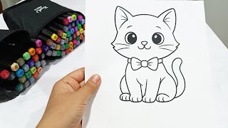 Cute Kitten Coloring Page 🐱 | Relaxing Art for Kids & Beginners 🎨