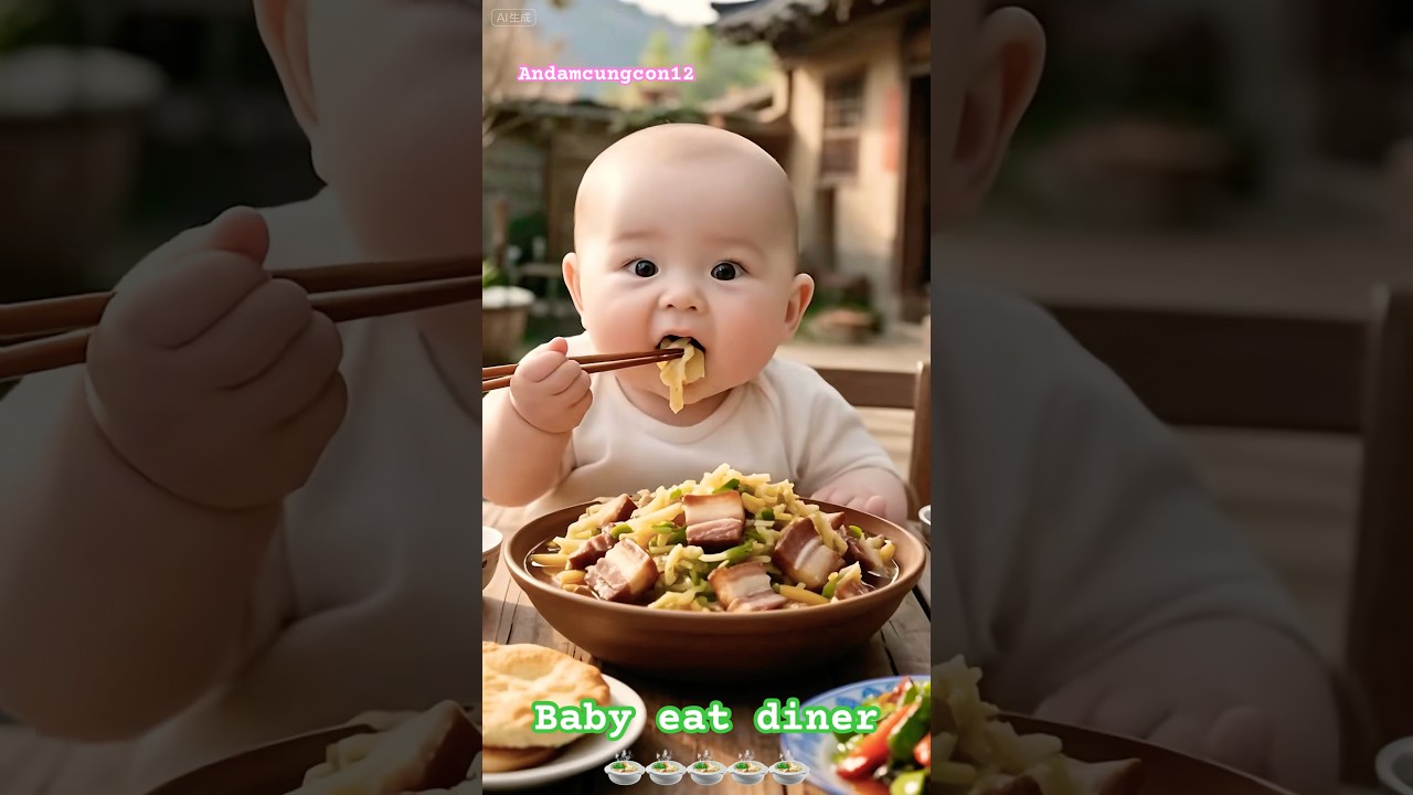 Baby eat diner 