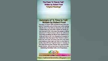 "A Time to Talk" poem by #robertfrost #centralidea #englishpoetry #summary #motivation