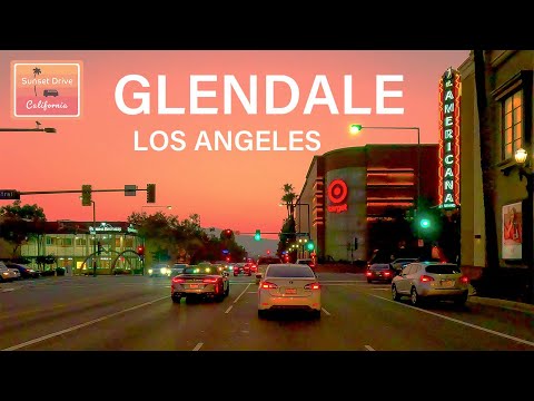 Driving Downtown Glendale at Sunset Los Angeles California | Relaxing Soothing | HDR 60fps