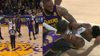 LBJ SWINGS AT JAREN JACKSON JR FACE & HUGE FIGHT BREAKS OUT! LEBRON POINTED OUT & JA HEATED!
