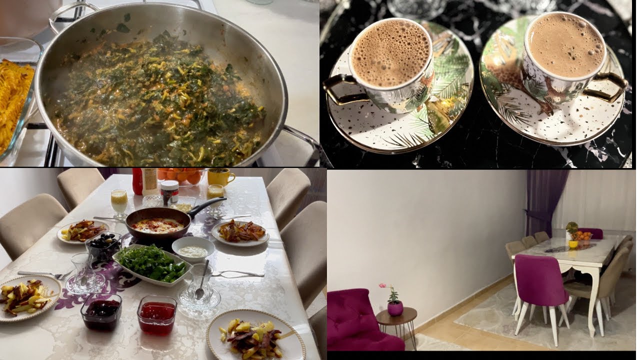 ISPANAK KAVURMASI MAKARNA CİPS DENEDİK KAHVALTI AKŞAM ÇAYI ☕️