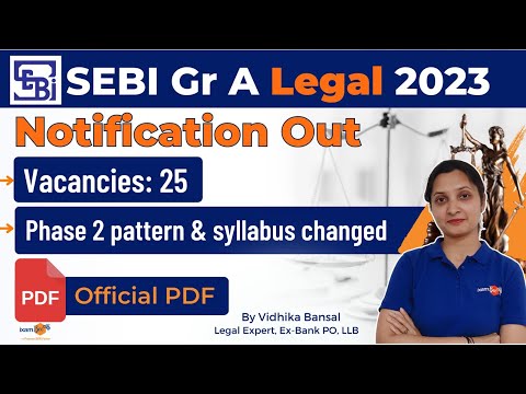 SEBI Grade A Legal Notification Out | Phase 2 Exam Pattern Changed | All details by Vidhika Ma'am