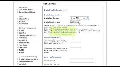 How to install WebCalendar from Fantastico