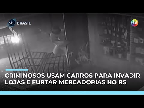 Video gangue-da-marcha-re-criminosos-usam-carros-para-arrombar-e-furtar-lojas-no-rs