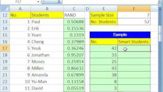 Excel Statistics 74: Taking a Sample with RAND & VLOOKUP