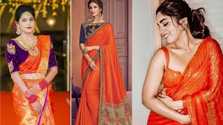 Trendy Orange Color Saree Collectionbeautifull Orange Saree Ideas For Wedding Party