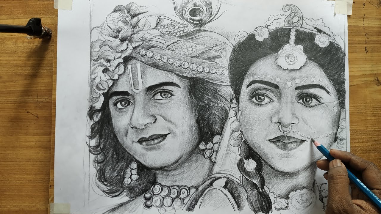 Drawing Sheet Lord Krishna Sketch Size A4