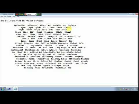 All Keyword that used in vb.net