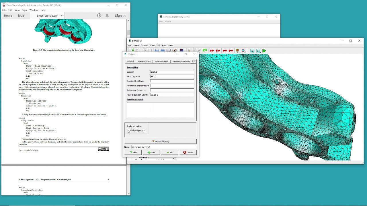 ElmerGUI 1st tutorial - Temperature distribution of a solid object