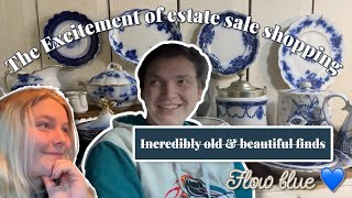EARLY BIRD estate sale trip with lots of beautiful antique finds, packed home full of treasures 💙🤍