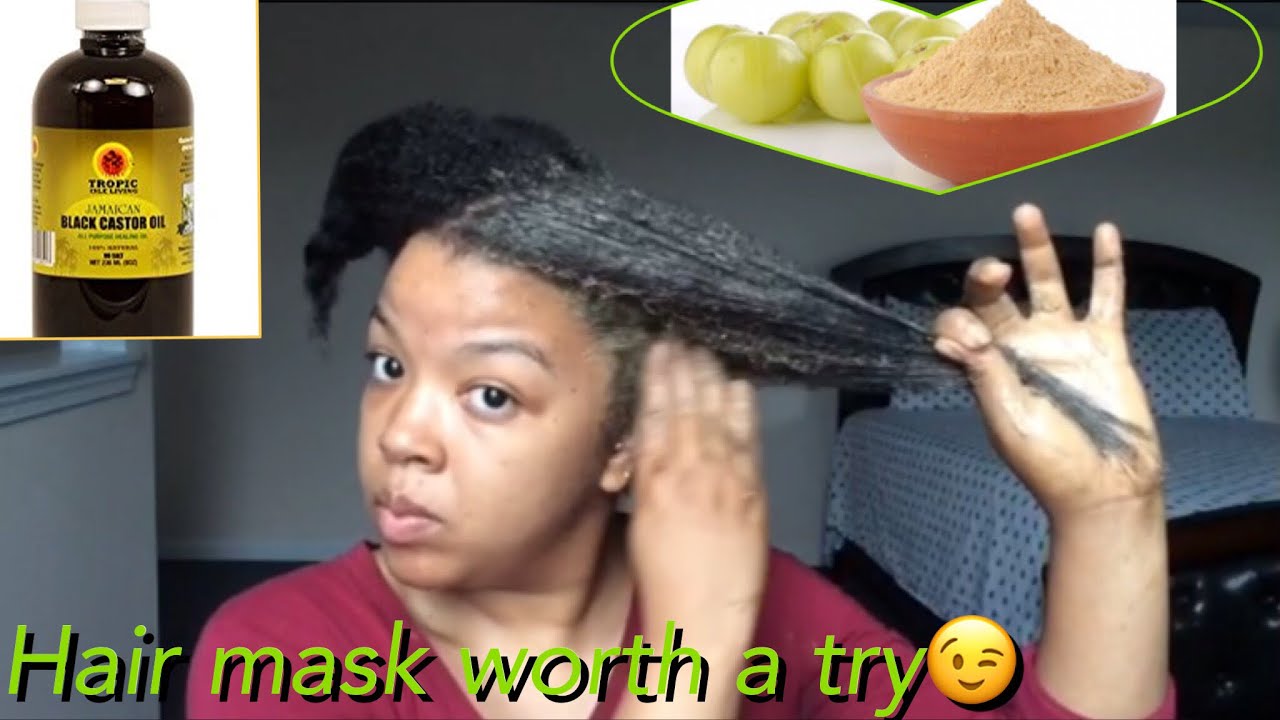 Black oil and amla powder hair mask for massive hair growth on 3c 4a natural hair - YouTube