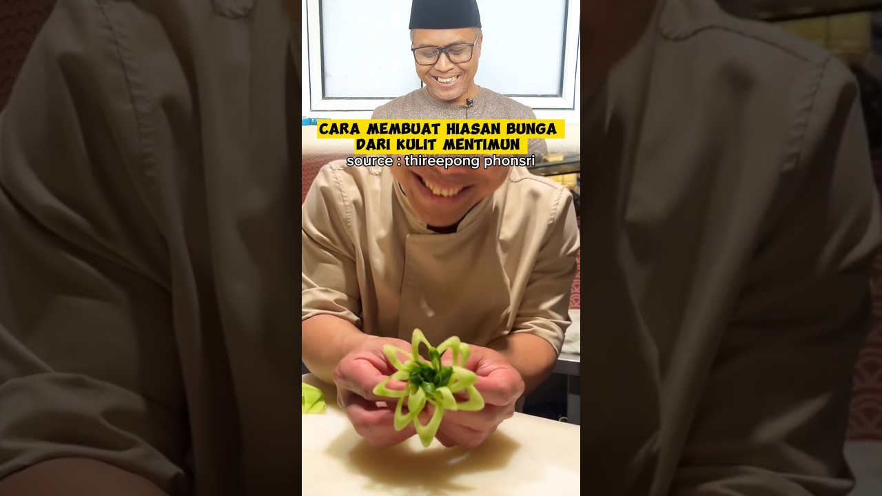 Cara membuat hiasan bunga dari kulit mentimun ! #reaction #shortsvideo