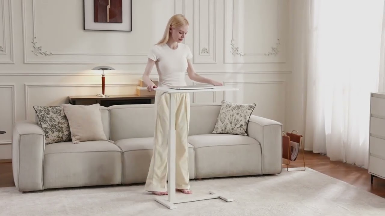 Overbed Table,Pneumatic Mobile Standing Desk,Overbed Table with Wheels Adjustable Height