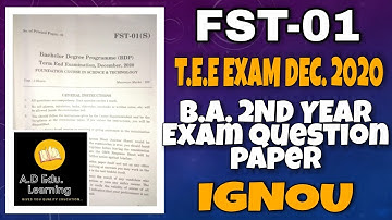 FST-01 Exam Question Paper 2021 | T.E.E EXAM DECEMBER-2020 | B.A 2nd Year | IGNOU DELHI | 19/02/2021