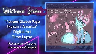 Skyican/Amarisa Sketch Page || Patreon Commissions || Art Time Lapse || Furry Art screenshot 3