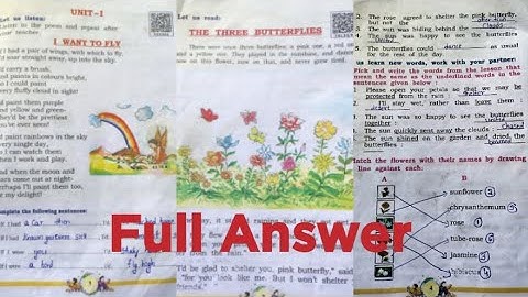 || class 4 English|| unit-1 I want to fly||The three butterflies|| Full answer