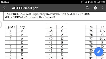 TSNPDCL AE Official Key Set B
