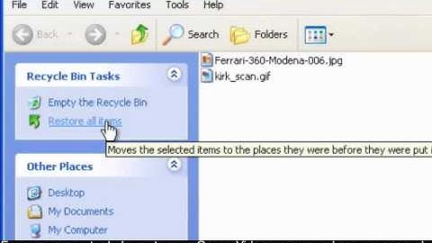 Windows XP - Restoring Data From the Recycle Bin