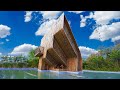 Build the greatness bamboo villa with swimming pool and feed the crocodiles under raining