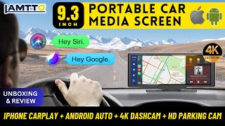 LAMTTO 9.3' Portable CarPlay Screen 4K CAMERA   FOR ANY CAR  ⫸ UNBOXING REVIEW