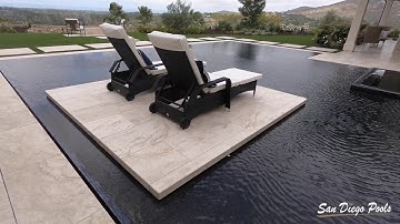 San Diego Pools - Linear Pool and Raised Spa with Rim Flow