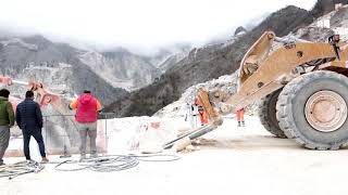 Quarrymen Cutting A Bancata Of Marble