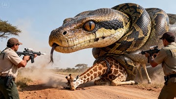 Brave Heroes Save Hyperactive Mother Giraffe From Deadly Giant Python🐍