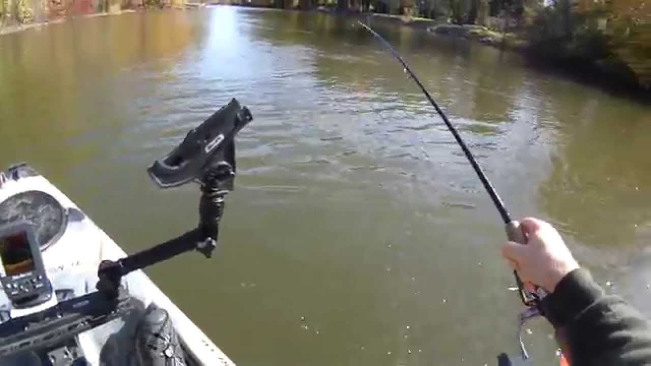 Kayak fishing steelhead on the Huron River