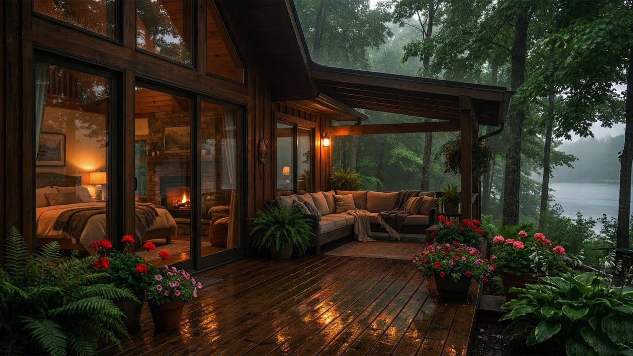 Soothing Rain Over a Quiet Forest Lodge 🌧️🍂 | Relaxing Night Ambience to Sleep Fast