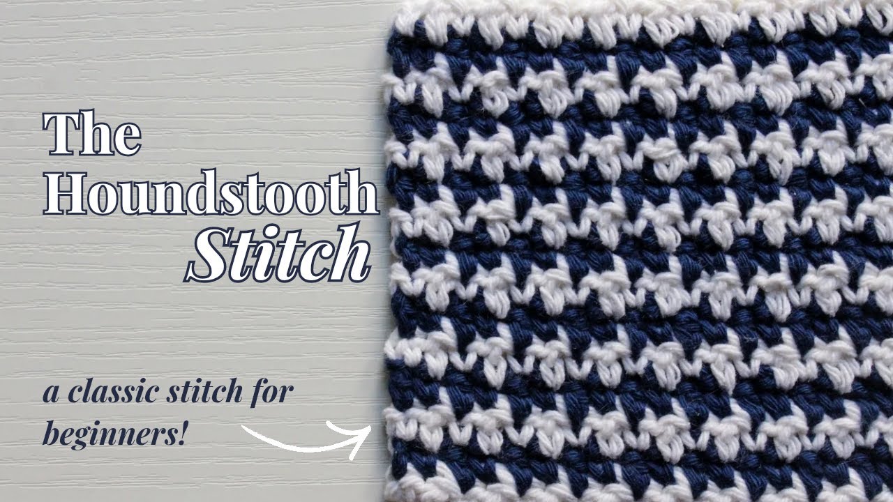 Свяжите крючком узор «гусиная лапка» (классический узор для начинающих!).