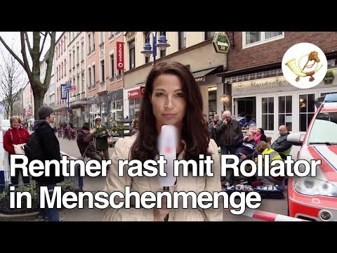 Rentner rast mit Rollator in Menschenmenge [Postillon24]