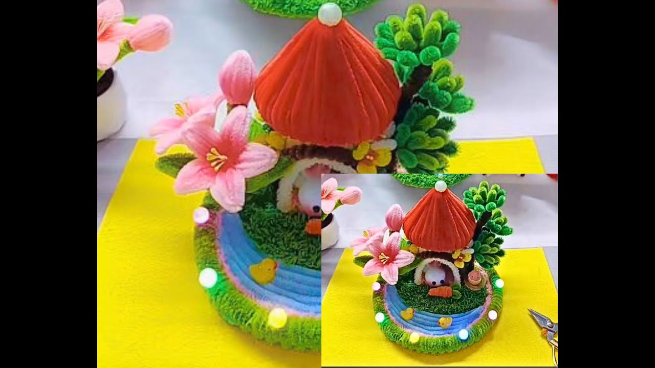 DIY Pipe Cleaner - HOW TO MAKE A MUSHROOM HOUSE