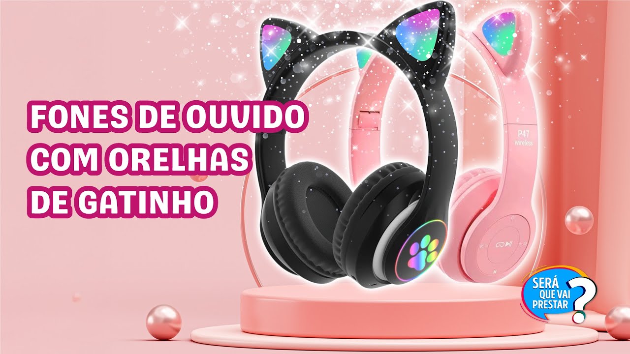 Os Melhores Fones de Ouvido Infantil com Orelhas de Gatinho Sem Fio, Leds RGB, Bluetooth, Rádio FM
