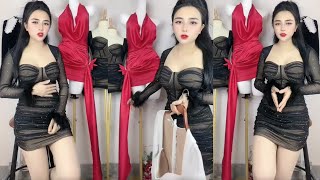 Online Shop Try On Haul Mini Dress Slim Wrap Import Premium