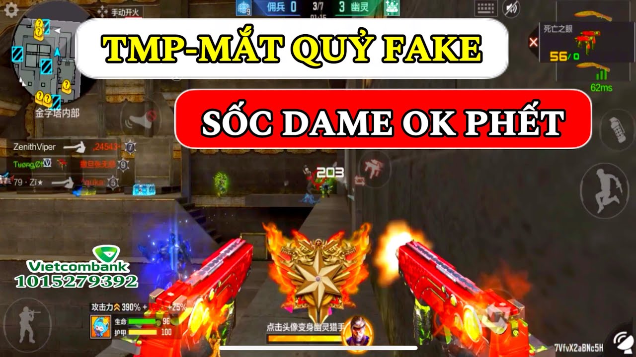 CF Mobile | TMP-Mắt Quỷ (ViP Bạc) Hàng Fake Mà Ép Đạn Bắn Sốc Dame Ngon Phết Kaka | Tường CT