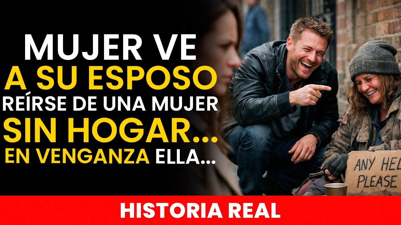 MUJER ve a su ESPOSO reírse de UNA MULJER sin hogar… en VENGANZA ELLA…