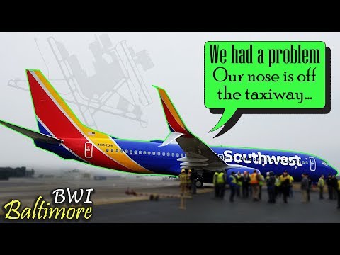Southwest Boeing B738 SKIDS OFF THE TAXIWAY at Baltimore!
