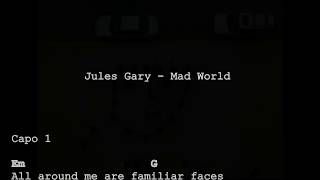 Video thumbnail of "Gary Jules - Mad World (chords for smartphone) Acoustic guitar chords"